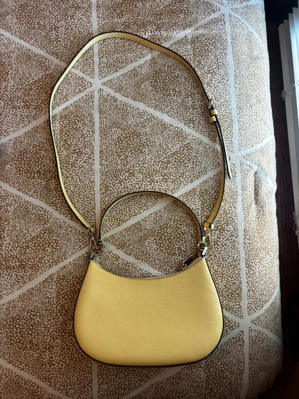 kate spade Yellow Pebbled Leather Crescent Shoulder Bag w/ Adjustable Strap